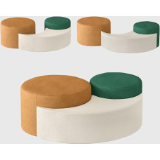 strusery Adjustable Floor Sofa Couch for 2 - Large Upholstered Pouf Ottoman Foam Coffee Table, Oversized Round Footstool for Living Room or Office