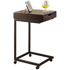CAFIEDR Coffee Table, Sofa Table Made of Solid Wood, Metal Coffee Table, 4 Universal Wheels, Bedside Table with Drawer 46 cm x 32 cm x 49 cm