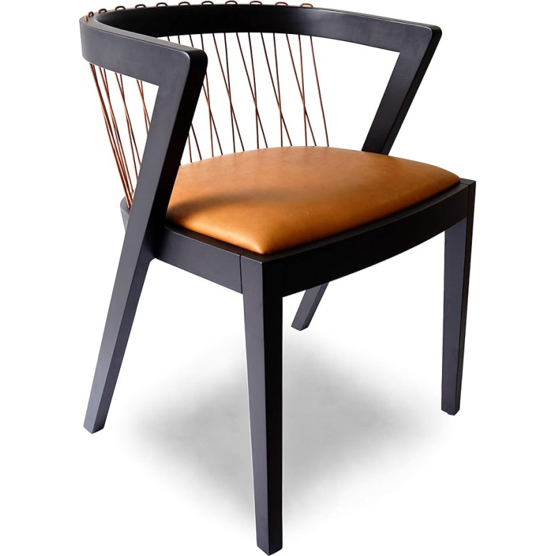 BRANDMATT® Premium Calw Leather Strap Dining Chair