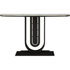 CAFIEDR Coffee Table Industrial Console Table, Marble Entrance Desk, Sofa Table with Metal Frame for Living Room, Hallway, 80 × 30 × 80 cm