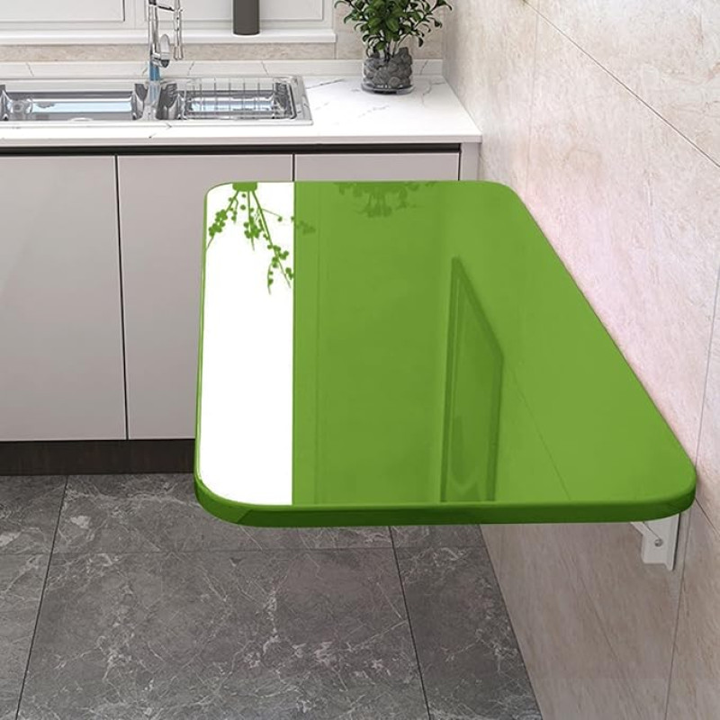 Wandmontierter Klapptisch, platzsparend, schwimmender Schreibtisch für Wäsche und Küche, kompakter Wandschreibtisch, Werkbank, ideal für kleine Räume (Farbe: Grün)