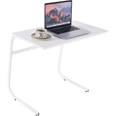 Fromann C Shape Side Table 30 x 15.7 Inch C Shape Laptop Desk for Couch Living Room Bedroom Small Space TV Tray for Laptop Coffee Snack White