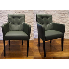 Quattro Meble Dark Green Genuine Leather Dining Room Chairs David Arm Spades Chairs Made of Leather & Solid Wood Leather Chairs Armchair with Armrests Real Leather Dining Room Chair