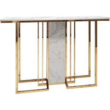 CAFIEDR Modern Marble Coffee Table, Golden Sofa Table with Stainless Steel Frame, for Wall Side Table in Entrance Area of Living Room, 31.4 × 11.8 × 31.4 Inches