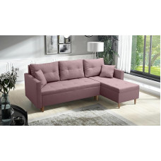 DMSM Scandinavian Folding Corner Sofa with Sleep Function Scandik Spades 2 x Storage Compartment Pink