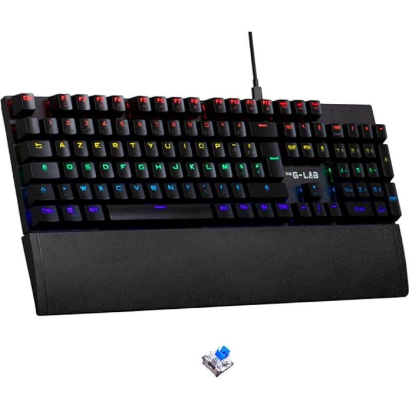 G-Lab Keyz Carbon EX Spanish Mechanical Keyboard QWERTY with Blue Switches Gaming Keyboard High Response 16 Backlight Modes Fast Response Total Anti-Ghosting PC PS4
