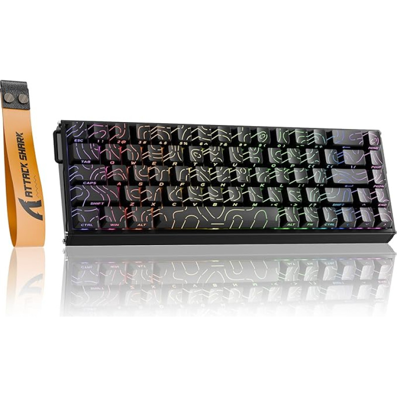 ATTACK SHARK X68MAX HE Rapid Trigger Wired Gaming Keyboard Made of Aluminium, 0.005 mm RT Accuracy, Hall Effect Magnetic Switch, Adjustable Actuation, 8000Hz, 0.08 ms Latency, RGB (Black Contours)