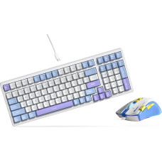 Qisan Gaming Keyboard and Mouse Combo Set, Wired Mechanical Keyboard, Blue LED Backlight, Brown Switch, 100 Keys, US Layout, RGB Wired Gaming Mouse, 7200 DPI |