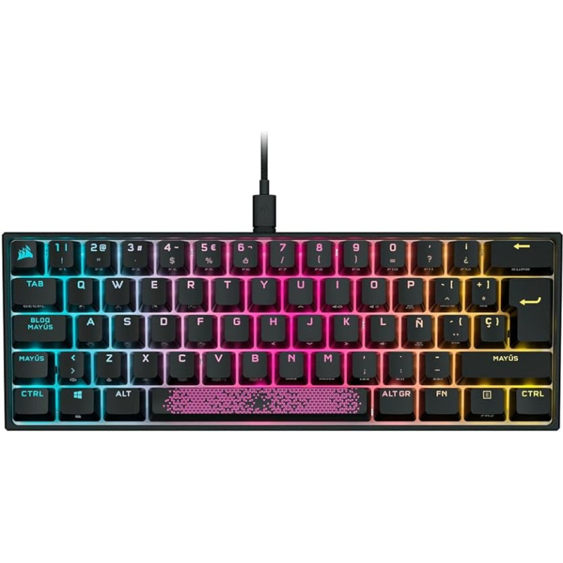 Corsair K65 RGB Mini 60% Mechanical Gaming Keyboard (Mechanical Key Switches, Cherry MX Speed RGB, AXON Hyper-Processing Technology, Durable Polycarbonate Keys) - Black