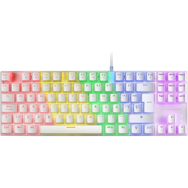 Mars Gaming MK80 White, Mechanical gaming keyboard TKL FRGB, Antighosting, Switch Mechanical brown, French language