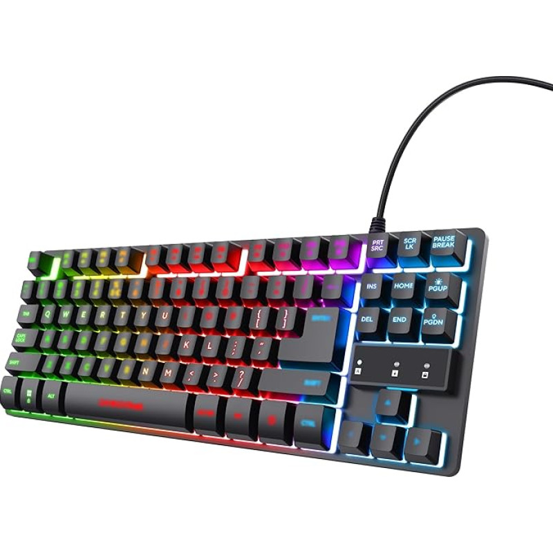 Trust Gaming Teclado GXT 833 Thado Metallico Compact Illuminacion LED Multicolour Anti-Ghosting 12 TECL.Multimedia USB 23698