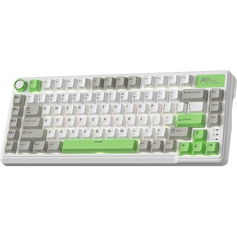 RK ROYAL KLUDGE L75 Mechanical Keyboard with Gasket Assembly, Button/Macro Keys and Touchable Nameplate, Tri-Mode BT/2.4G/USB-C 75% TKL Wireless Keyboard, Hot Swappable, 8000mAh Battery, Pro Software