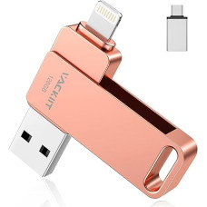Vackiit 128 GB USB Stick for iPhone Apple Certified Lightning, USB C Stick USB 3.0 Photo Stick, Memory Expansion Stick for iPhone, iPad, iOS, OTG Android Mobile Phone, PC with MFI Lightning, USB 3.0