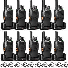 Retevis H777 raadio, Walkie Talkie kõrvaklappidega, taskulamp, ühe klõpsuga häire, ühe klõpsuga sageduse sidumine, VOX, vastupidav, tüüp C, raadiokomplekt restoranidele, koolidele (10 tk, must)