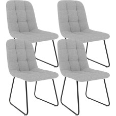 HIPIHOM Dining Chair Upholstered in Grey Metal Frame Black 47 cm Seat Height (4 Light Grey with Black Legs)