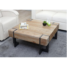Mendler HWC-A15AM Coffee Table, Living Room Table, Fir Wood, Rustic, Solid, FSC-Certified, 70 x 70 cm, Natural Colour