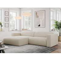 MKS MEBLE Pasadena Corner Sofa, L-Shape, Living Landscape L-Shape, Modern Design Couch, Sofa Set, Couch Set, Upholstered Corner - Beige Boucle - Left Side