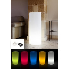 Kloris Cylindrical Column Sweet Table Height 90 cm Diameter 35 cm Colour Neutral White with Multicoloured RGB LED Lighting with Power Cable and Dimmable Remote Control IP65 Made in Italy