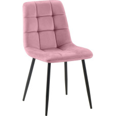 CLP Antibes Dining Room Chair, Velvet, Upholstered, Kitchen Chair, Metal Legs with Floor Protectors, Maximum Load 150 kg, Colour: Pink