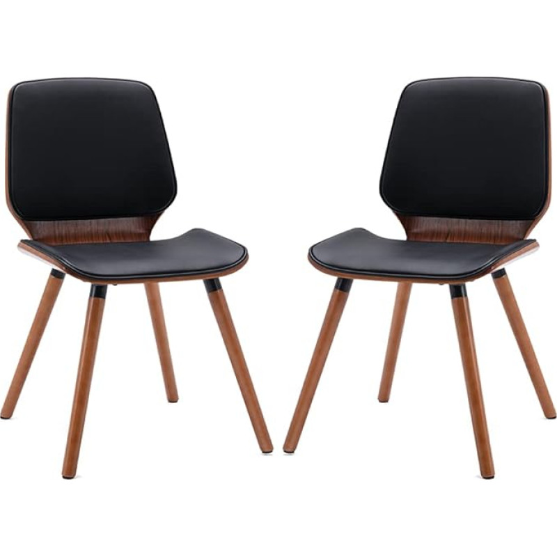 Mingone Set of 2 Dining Room Chairs, Kitchen Chairs, Upholstered Chairs in Living Room, Lounge Chair Made of Solid Wood, Designer Chairs for Café, Reception Room (Black, 2)