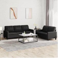 ZEYUAN 3201378 2-Piece Sofa Set with Cushion Black Faux Leather Sofa Bed Sofa Bed with Sleep Function Sofa Bed Relax Sofa Sofas and Couches