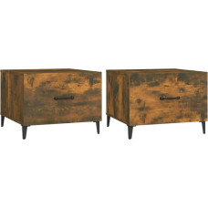 vidaXL 2 x Coffee Tables with Metal Legs Side Table Living Room Table Coffee Table Sofa Table Tea Table Living Room Smoking Oak 50 x 50 x 40 cm