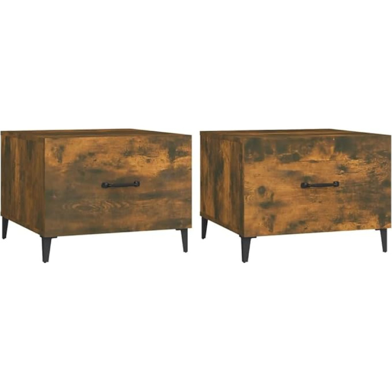 vidaXL 2 x Coffee Tables with Metal Legs Side Table Living Room Table Coffee Table Sofa Table Tea Table Living Room Smoking Oak 50 x 50 x 40 cm