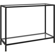 Glass Console Table, Side Table, Living Room Table, Modern Sofa Table, Entrance Table with Shelf, Easy Assembly, for Living Room, Hallway, Bedroom, Metal Frame, Transparent, 100 x 35 x 75 cm