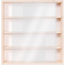 Alsino Collector's Display Case with Disc Wall Shelf Wooden Hanging Display Cabinet German Wood Manufacturer Minerals Stones Figures V07-50 x 52 x 12 cm with 2 Perspex Glass Panes