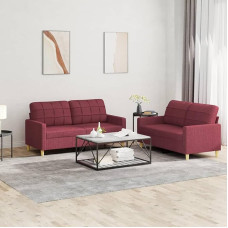 Juroupi 3201280 2-Piece Sofa Set with Cushion Sofa Living Room Sofa Set Sofas for Living Room Wine Red Fabric