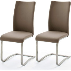 möbelando Muvo II Rocking Chair Cantilever Real Leather (Set of 2) Cappuccino