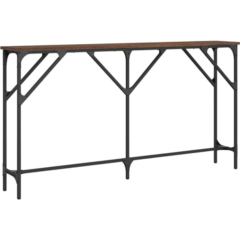 Makastle Console Table, Hallway Table, Decorative Table, Living Room and Bedroom, Standing Shelf, Side Table, Sofa Table, Entrance Table Behind Sofa, Brown Oak Look, 140 x 23 x 75 cm, Wood Material