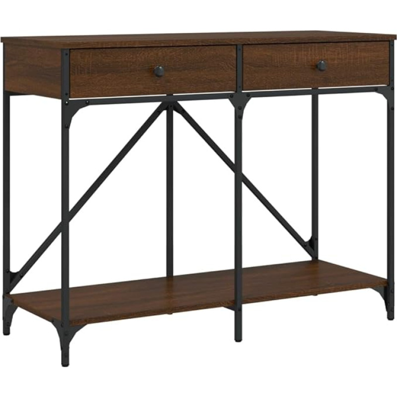 Makastle Console Table, Hallway Table, Decorative Table, Living Room and Bedroom, Standing Shelf, Side Table, Sofa Table, Entrance Table Behind Sofa, Brown Oak Look, 100 x 39 x 78.5 cm, Wood Material