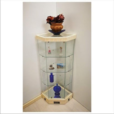 VM ART DESIGN GLASS Ethnic Style VME500T Corner Glass Display Case Ivory
