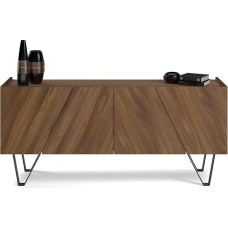 MOBILI FIVER, Emma 4 Door Sideboard Canaletto Walnut with Black Legs Made In Italy