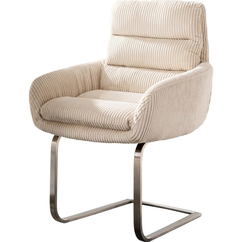 DELIFE Abelia-Flex Swing Chair with Armrests Cantilever Flat Stainless Steel Cord Beige