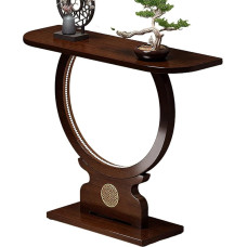 Console Table Wood mit Lichtleiste Verstärkter Quadratischer Sockel Konsolentisch Holz Schmal Abgerundete Ecken Erhöhte Unterseite für Eingangbereich, Wohnzimmer, Büro(80 * 28 * 78cm)