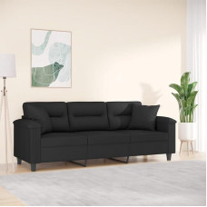 ShGaxin 3-Sitzer-Sofa mit Kissen Schwarz 180 cm Mikrofasergewebe, Loungesofa, Sofas & Couches, Relaxsofa, Couch für Wohnzimmer, 3200980