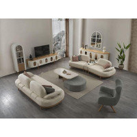 Generisch Milfoil 3+2+1 Living Room Set Beige / Grey
