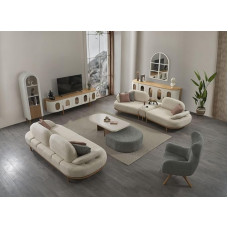 Generisch Milfoil 3+2+1 Living Room Set Beige / Grey