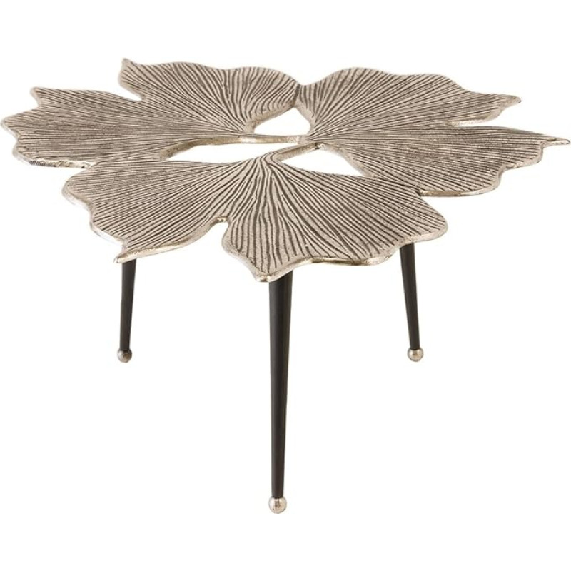 riess-ambiente.de Decorative Coffee Table Ginkgo Leafs 75 cm Silver Handmade Metal
