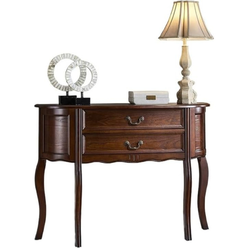 SLEEVE Eintragstabelle 120cm/47 Massivholz Halbrund-Eingangskommode mit Schubladen - Wandnahe Aufstellung für Sofarücken, Flurende, Diele