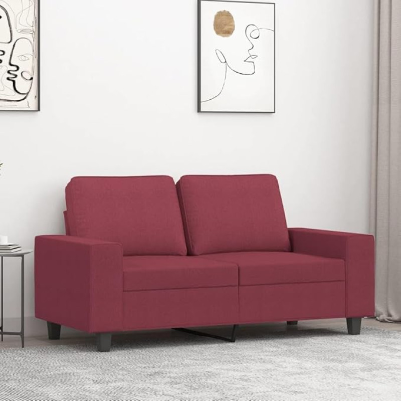 Brokky Loveseat 359389 2-Seater Sofa Couch 2-Seater Loveseats for Living Room Sofa Loveseats Wine Red 120 cm Fabric