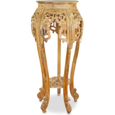 livasia High Teak Wood Carved Bistro Table Side Table Telephone Table Flower Table from Indonesia (Handmade)