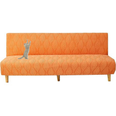 JHOMHF Stretch Futon Schonbezug Kratzfest for Katzen ohne Armlehnen Dicker weicher Sofabezug fürs Bett universelle Passform for das Wohnzimmer waschbar(Orange,Large)