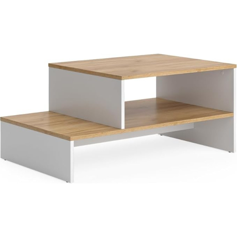 Vicco Amely Coffee Table Goldkraft Oak / White 90 x 55 cm with Shelf