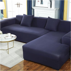 GODENI Elastisches Ecksofa Chaise Covers for Wohnzimmer Lounge Sessel 3-Sitzer-Sets Elastische Couch-Sitz Silipcover Haustiermöbel Sofagarnitur (Color : Navy Blue, Size : 2seats 145-185cm-1pc)
