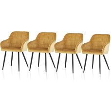 TUKAILAI Dining Room Chairs Set of 4 Velvet Kitchen Chairs Upholstered Chair Armrest Chair with Armrest, Backrest, Padded Seat, Metal Legs, Living Room Chair, Kitchen, Dining Room, Living Room, Dark