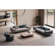 Generisch Bergamot 3+3+1+1 Living Room Set Grey / Dark Green