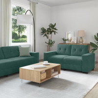 EMYRLXQW Sofas-3-teiliges Sofaset mit Kissen, dunkelgrüner Samt